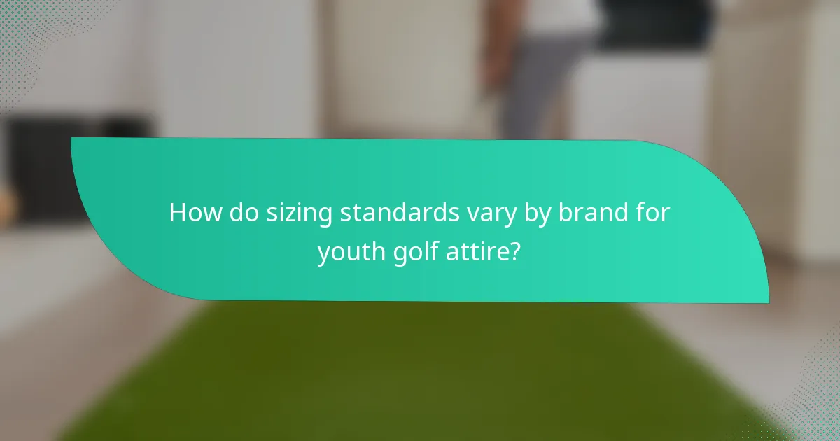 How do sizing standards vary by brand for youth golf attire?