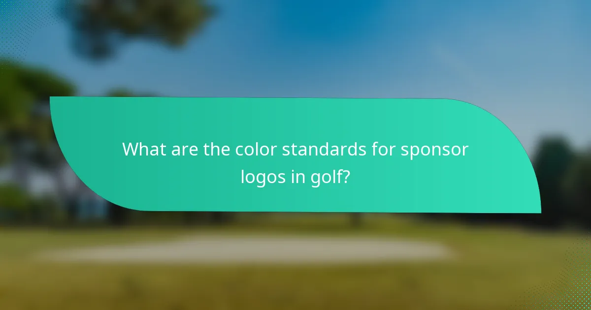 What are the color standards for sponsor logos in golf?